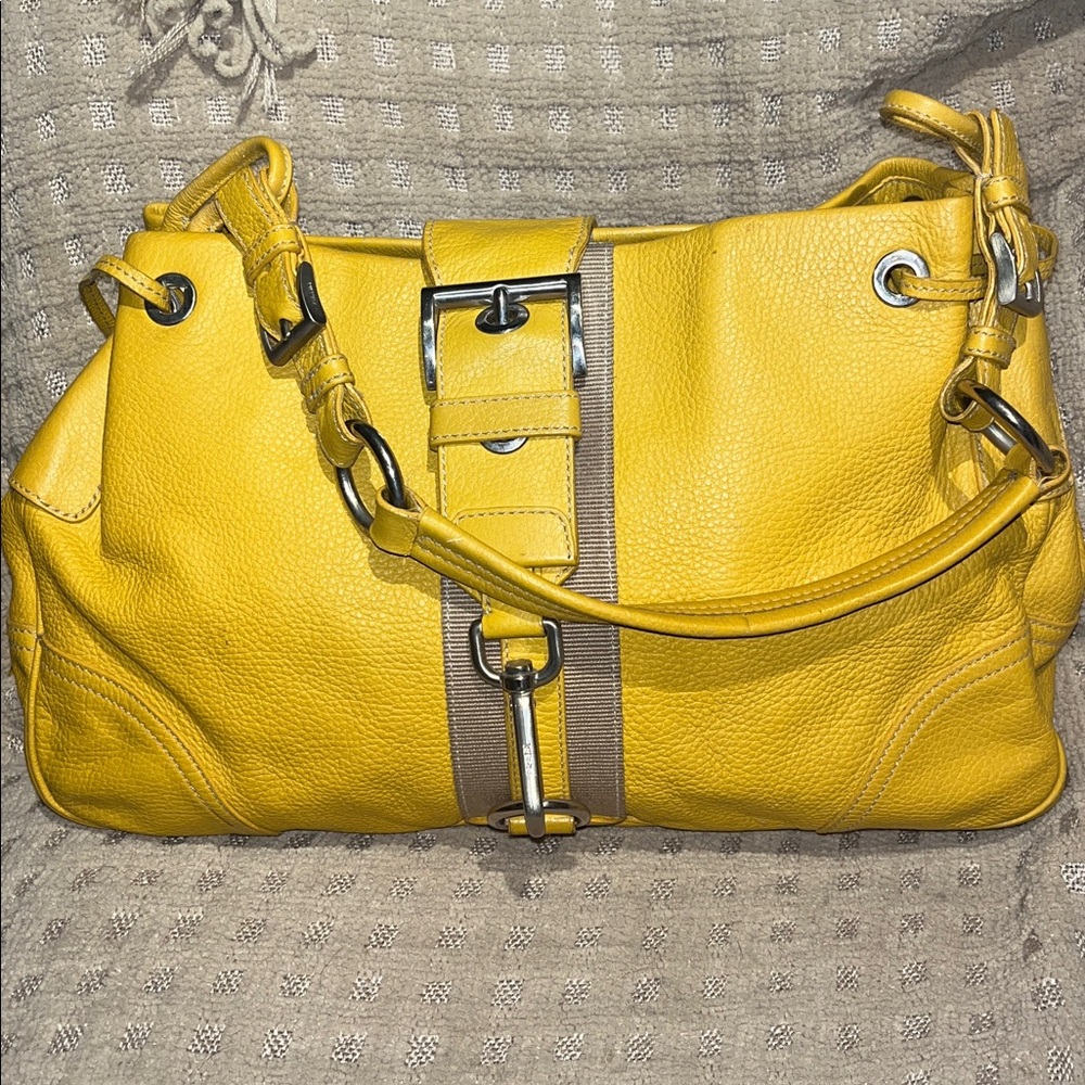 Prada Yellow Leather Accent Bag